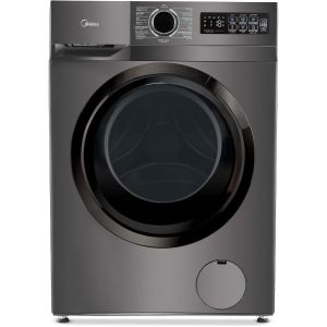 Midea غسالة مidea Front Load MF110W80B/TT، عاكس، بخار، تصميم نحيف، حوض أكبر 51 سم، غسيل توربو، Power mix، Health Guard، تنظيف الحوض، إضافة الملابس، 8 كجم، رمادي تيتانيوم