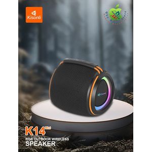 Kisonli مكبر صوت محمول كيسونلي Q26 ستيريو باسي RGB بقوة 10 واط، بطارية 1200 مللي أمبير