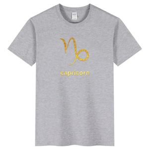 light grey cotton t-shirt Capricorn Zodiac gold