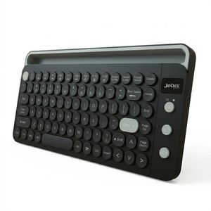 Jedel كيبورد لاسلكية بلوتوث مع حامل مدمج للهاتف والتابلت اتصال مزدوج 2.4 جيجاهرتز تدعم أجهزة متعددة - قابلة لإعادة الشحن - موديل WKB100