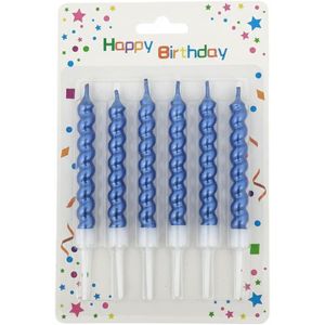 Birthday Candles, Blue Metallic Spiral, 6 Count, Cake Decoration