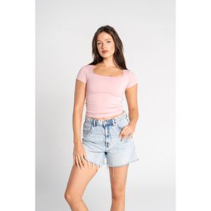 OUTDATED Cotton Square Neck Short Sleeve - Light Pink