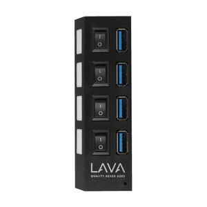 Lava Hub Lava USB 3.0 device with switch feature and 4-port external cable  super speed black