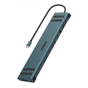 Onten ont-9399 17-in-1 USB-C Hub Dual HDMI 4K M.2 HDD Enclosure 3-Screen Display Dual Gigabit Ethernet Card Reader for Laptop/Phone