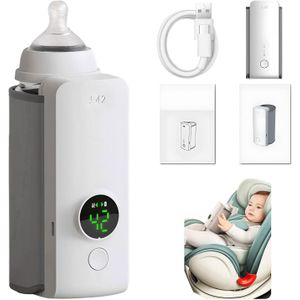 جهاز تسخين زجاجات محمول للسفر سريع - سخان السفر مع شاشة عرض درجة الحرارة تعمل بالبطارية. أخضر