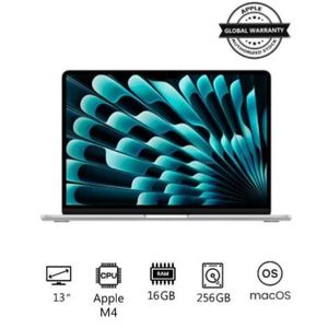 Apple New 2025 MacBook Air MW0W3 13-Inch Display, M4 Chip 10-Core CPU 8-Core GPU Processor/16GB RAM/256GB SSD/macOS English/Arabic Silver