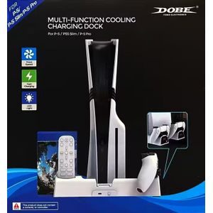 Dobe قاعدة تبريد من دوبي مع وحدة شحن لبلايستيشن ٥ (متوافقة مع جميع الإصدارات) - أبيض