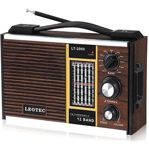 Leotec FM/AM/MW1/MW2 - LT. 2009 Classic Wood Shape Radio, Brown