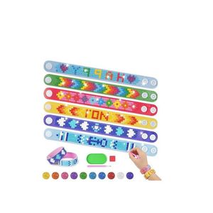 Diamond painting bracelet, 6-piece diamond art bracelet set, diamond wristband mosaic sticker set, adjustable bracelet decorated with colorful diamond dots, arts and crafts for kids