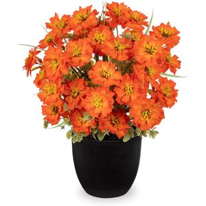 Hollyone 12'' Artificial Poppy Flowers in Black Pot, Orange Fake Poppies with Pot for Home Decor, Silk Faux Flowers Indoors for Living Room, Kitchen, Bathroom, Shelf, Table