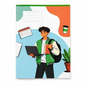 Extra Line كراس مدرسى دبوس مسطر 28 ورقة،  ولد جامعي غلاف دوبلكس 16 * 22.5 سم