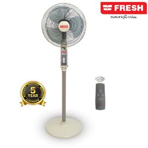Fresh Smart Remote Stand Fan 16 Inch 3 Speeds 3 Plastic Blades 7.5 Hour Timer Heavy Duty Metal Stand Powerful Airflow 5 Years Warranty