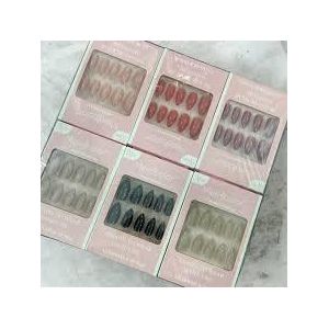 Reusable Glossy Almond Press-On Nails Set - Multi-Colors