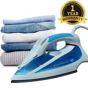 Home Gold مكواة بخار هوم جولد 2600 وات تسخين سريع قاعدة سيراميك تحكم متغير بالبخار أمان مزدوج لون أزرق – HG-2058