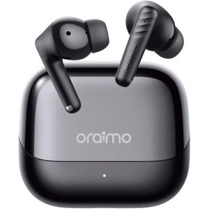 Oraimo سماعات أذن لاسلكية سبيس بادز نيو بلس OTW323P مع بلوتوث 5.4 وخاصية إلغاء الضوضاء النشطة، وصوت مكاني ساوند 360، وقت تشغيل حتى 30 ساعة، مكالمات بإلغاء ضوضاء الخلفية مقاومة للماء IPX4 من اورايمو، أسود
