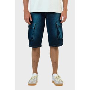 Chertex Navy Cargo Washed Denim Jort
