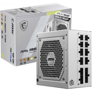 Msi 850W ATX Fully Modular Power Supply - MAG A850GL PCIE5 White - (Active PFC/80 PLUS Gold)
