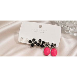 Jewelry Women’s Multi-Style Earring – Pearl, Black & Pink 