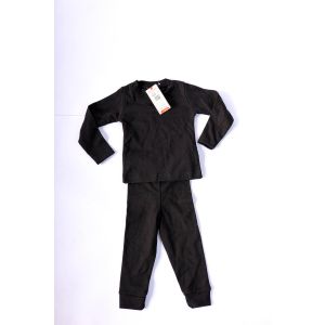 Zercon basic cotton pajama suit longsleeves tshirt /pants for newborn-black-1