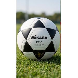 Mikasa FT-5 Leather Football - Size 5 Classic Black and White Soccer Ball