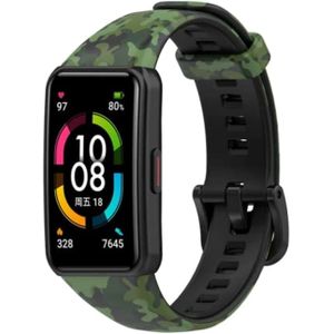 سوار بديل مطبوع من السيليكون لساعة هونر باند 6 (ارمي جرين)، للجنسين