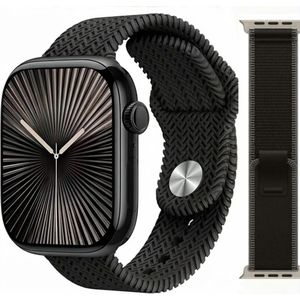 MK 11 Pro Max Smart Watch Stainless Steel Case Radial Pattern Display Screen Digital Crown Side Button Magnetic & Woven Strap Fitness Tracker