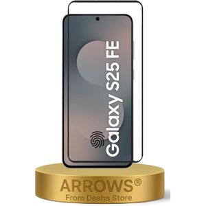 Arrows شاشة حماية بدرجة صلابة 9 من الزجاج المقوى بإطار أسود متوافقة مع سامسونج جالاكسي S25 FE، تقنية اي اس دي المضادة للغبار، مقاومة للخدش وسهلة التركيب بدون فقاعات، وضوح عالي الدقة HD من اروز