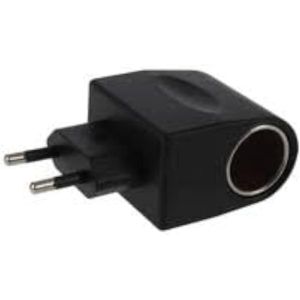 محول تيار متردد مع مقبس سيارة وشاحن تلقائي بمقبس اوروبي 220 فولت تيار متردد الى 12 فولت تيار مستمر للاستخدام في المنزل، أبيض، لمحولات التيار المتردد - التيار الثابت - قطعة واحدة