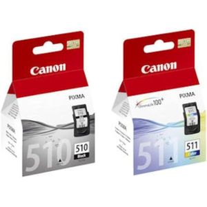 Canon Genuine Original PG510 (PG-510) Black & CL511 (CL-511) Colour ink cartridge for Pixma MP495 Printers