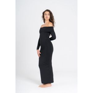 OUTDATED Off Shoulder Long Sleeve Dress - Black