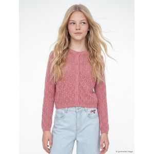 LC Waikiki Crew Neck Hole-Knitted Girl's Knitwear Cardigan