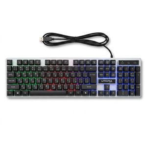 Utopia Full-Size Wired RGB Backlit Gaming Keyboard with Integrated Number Pad and Rainbow LED Lighting Effects Model BA-505
