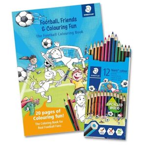 staedler Cardboard box containing 12 coloured pencils in assorted colours and paint book in polybag