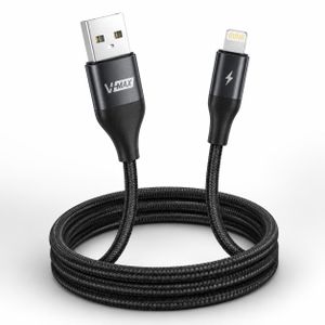 كابل شحن ونقل بيانات V-MAX B35 USB-A إلى Lightning مجدول نايلون 3A بطول 1 متر