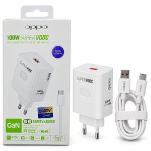 OPPO شاحن حائط SUPERVOOC بقدرة 100 وات GaN مع كابل USB إلى Type-C