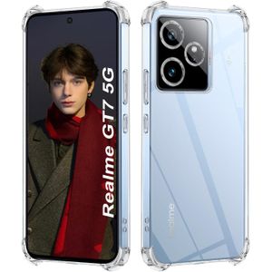  جراب متوافق مع ريلمي GT7 5G/ريلمي GT 7 /ريلمي GT 7T ، مع وسادة هوائية ممتصة للصدمات حماية كاملة، جراب حماية من السيليكون والبولي يوريثين الحراري فائق النحافة وناعم - شفاف 