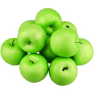 12Pcs Simulation Fake Apple Artificial Fruit Green Apples Lifelike for Christmas Home House Kitchen Wedding Party Photography Decoration