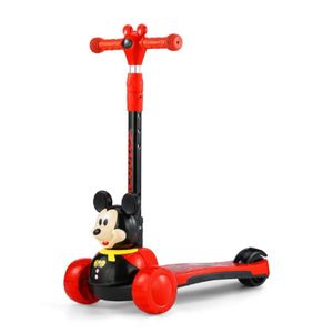 Mickey Mouse Foldable Scooter 3PU Wheels with Lights - Red - 668M