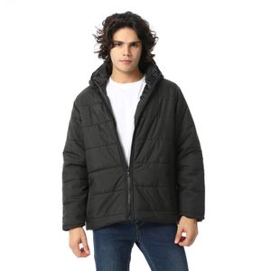 Andora Plain Zipped Hooded Jacket - Black