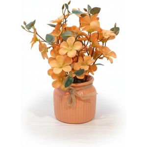 Decorative Artificial Flowers with Orange Flowers, Ceramic Vase, Design for Home Office Decoration