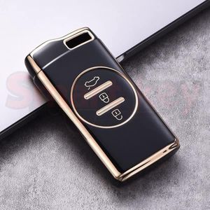 غطاء TPU ذهبي أسود لجهاز التحكم عن بعد لـ Chery Tiggo 2022 Smart - غطاء TPU أسود ذهبي لـ Chery Tiggo 3 5X 4 8 Glx 7 2022 حافظة مفتاح عن بعد ذكي بدون مفتاح