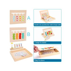 Preschool Learning Toys Slide Puzzle Color & Shape Matching Brain Teasers Logic Game Montessori Educational Wooden Toys for Age 3 4 5 6 Years Old Toddlers Kids Child Boys Girls