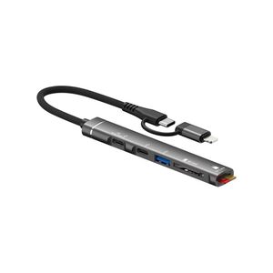  5-in-1 USB Hub Station Multi-Port Adapter with audio jack 3.5mm Charging Station - Type C and USB A Compatible for all Phone, Device