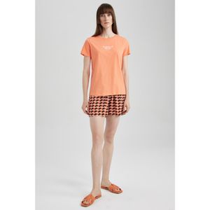 Defacto Paperbag Fit Viscose Paperbag Waist Short Leg Shorts - Orange