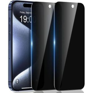 2 واقيات شاشة الخصوصية لآيفون 15 برو ماكس - بلس من WHBXJY. زجاج مقوى خاص، مقاوم للتجسس والخدوش، حساس للمس، خالي من الفقاعات، سهل التركيب، متعدد الألوان.