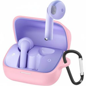 غطاء سيليكون متوافق مع Anker soundcore K20i، حقيبة حماية محمولة مع سلسلة مفاتيح لـ Anker K20i (وردي)