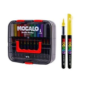 M&G Chenguang Mocalo Acrylic Marker Set – 48 Colors, 1mm Fine Tip, Water-Based Paint Markers in Portable Storage Case - No: APMT80L1