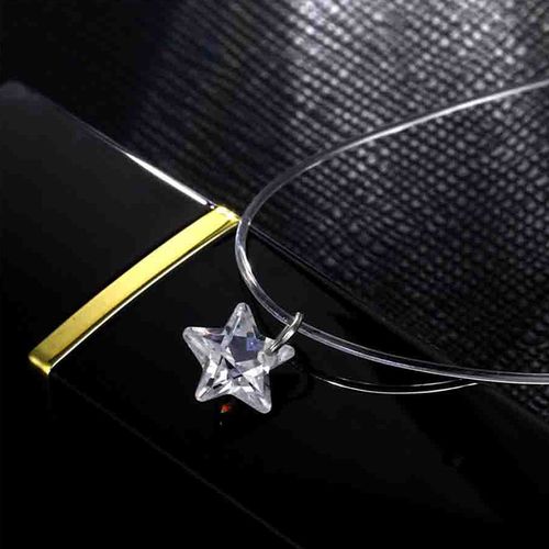 Fashion (14)Heart-Shaped Transparent Fishing Line Necklace For Women Choker  With Rhinestone Heart Pendant Necklace Invisible Chain Jewelry JIN @ Best  Price Online