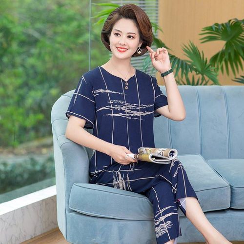 Fashion (Blue)2 Piece Sets Women Summer T-shirt And Pants Summer