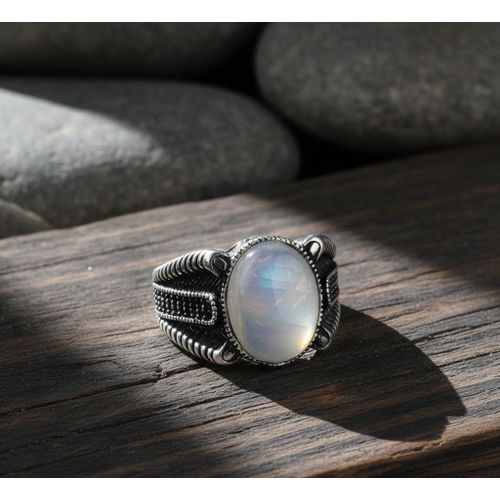 product_image_name-Generic-خاتم فضة ايطالى عيار 925 بحجر القمر الطبيعى-2